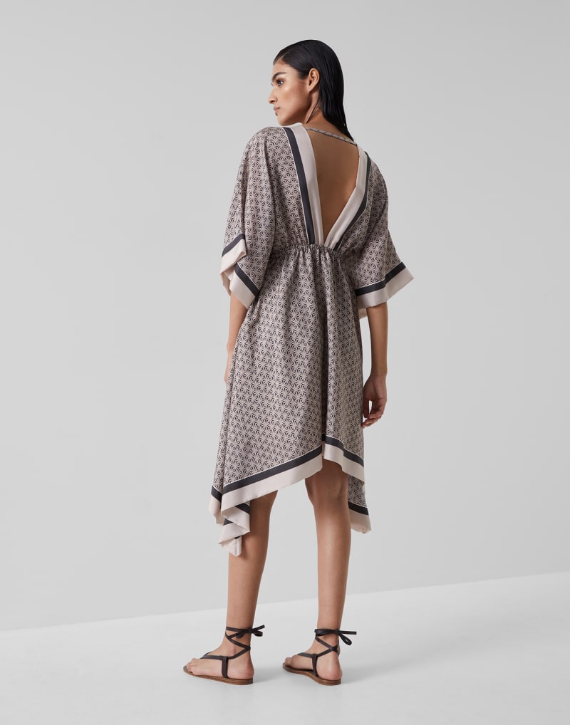 BRUNELLO CUCINELLI WOMEN'S BEIGE SILK RELAXED DRESS