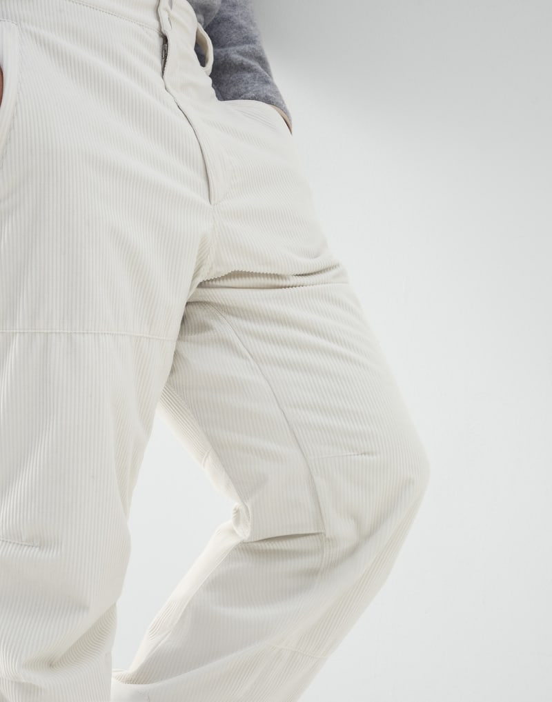 BRUNELLO CUCINELLI MEN'S OFF WHITE RELAXED COTTON TROUSERS