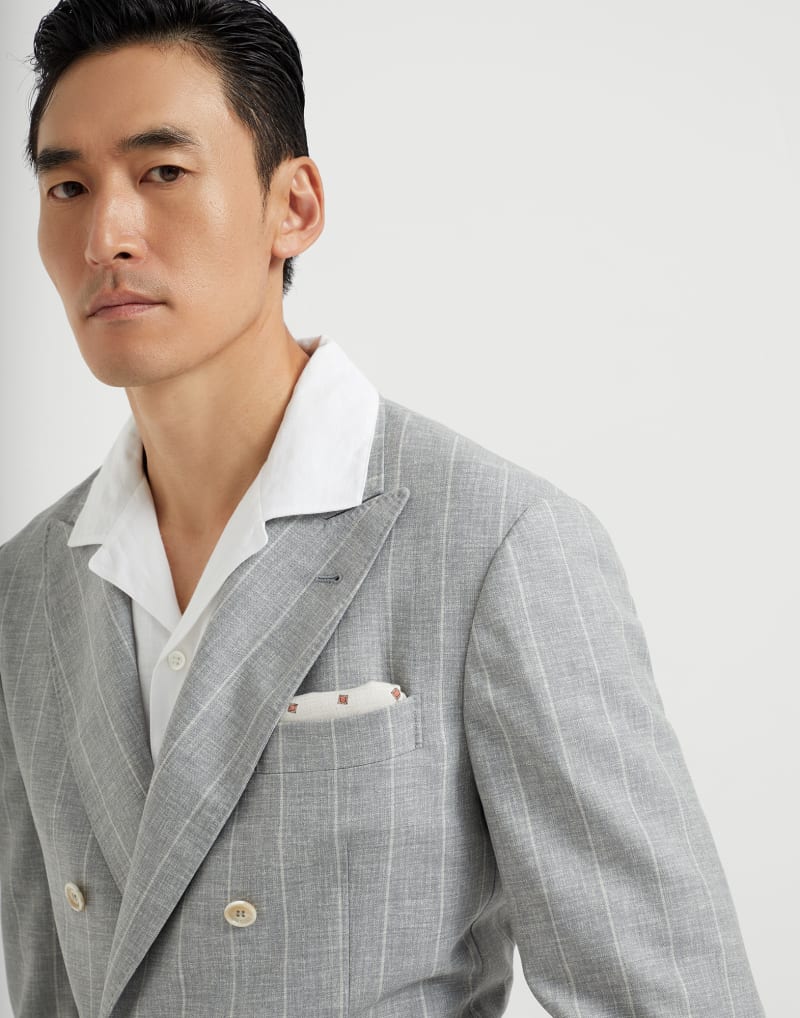 BRUNELLO CUCINELLI MEN'S LIGHT GREY WOOL BLAZER