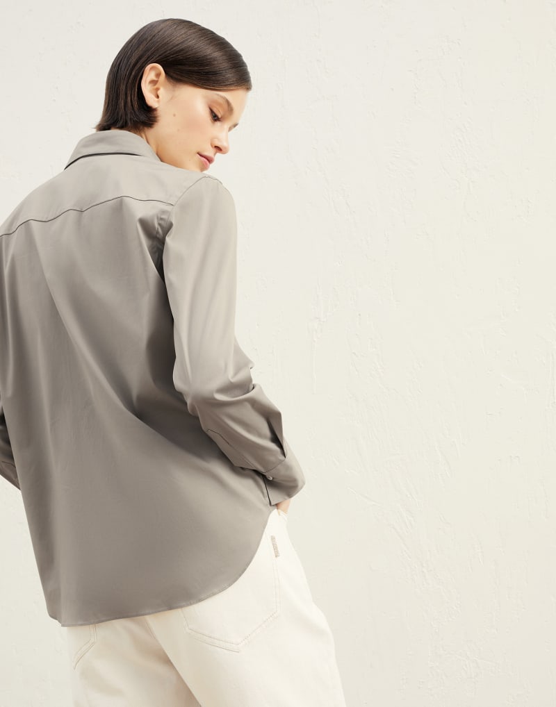 BRUNELLO CUCINELLI WOMEN'S LIGHT GREY CLASSIC SHIRT