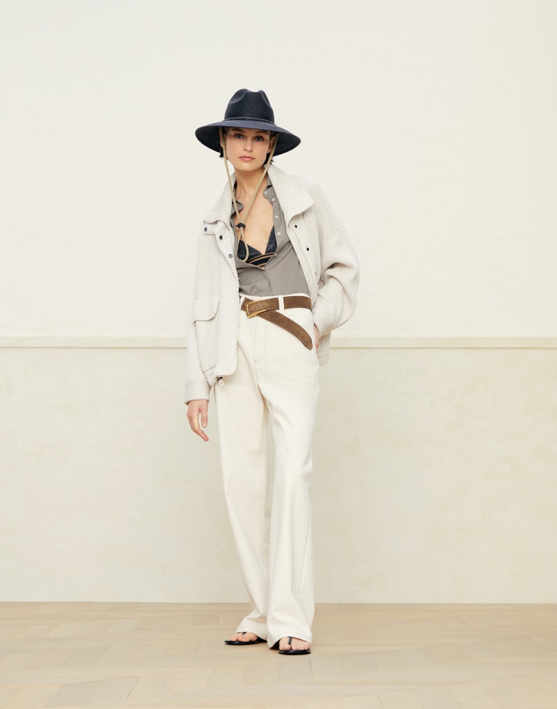 BRUNELLO CUCINELLI WOMEN'S LIGHT GREY CLASSIC SHIRT