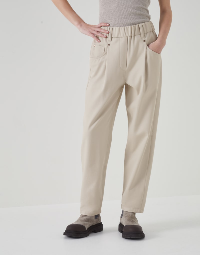 BRUNELLO CUCINELLI WOMEN'S LIGHT BEIGE RELAXED TROUSERS