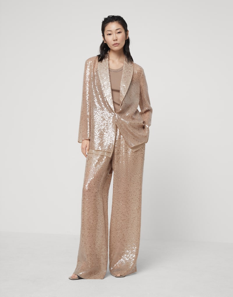 BRUNELLO CUCINELLI WOMEN'S LIGHT BROWN SILK SUIT