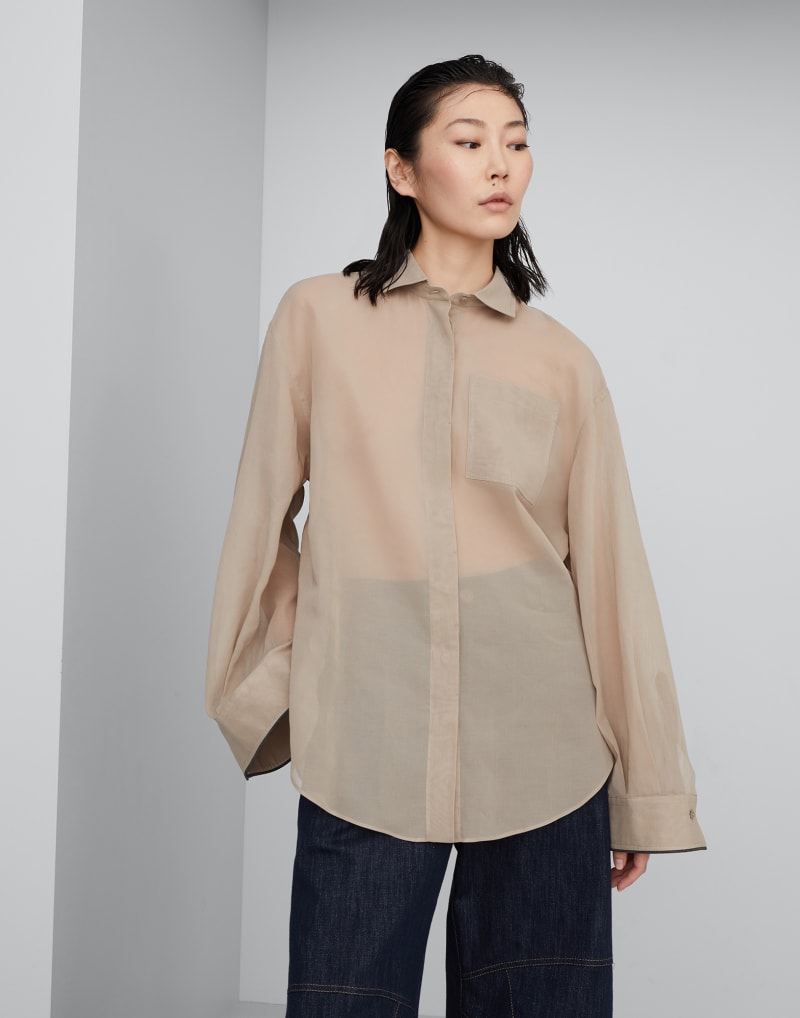 BRUNELLO CUCINELLI WOMEN'S LIGHT BEIGE OVERSIZED SHIRT