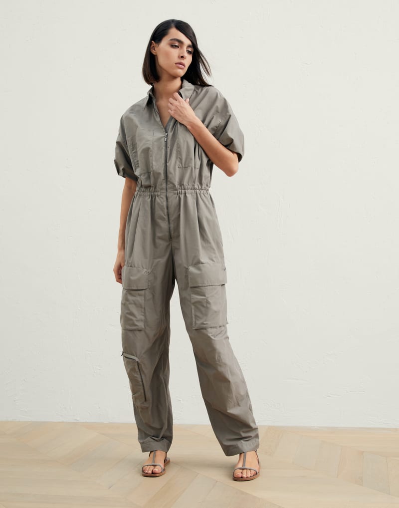 BRUNELLO CUCINELLI WOMEN'S LIGHT GREY RELAXED JUMPSUIT