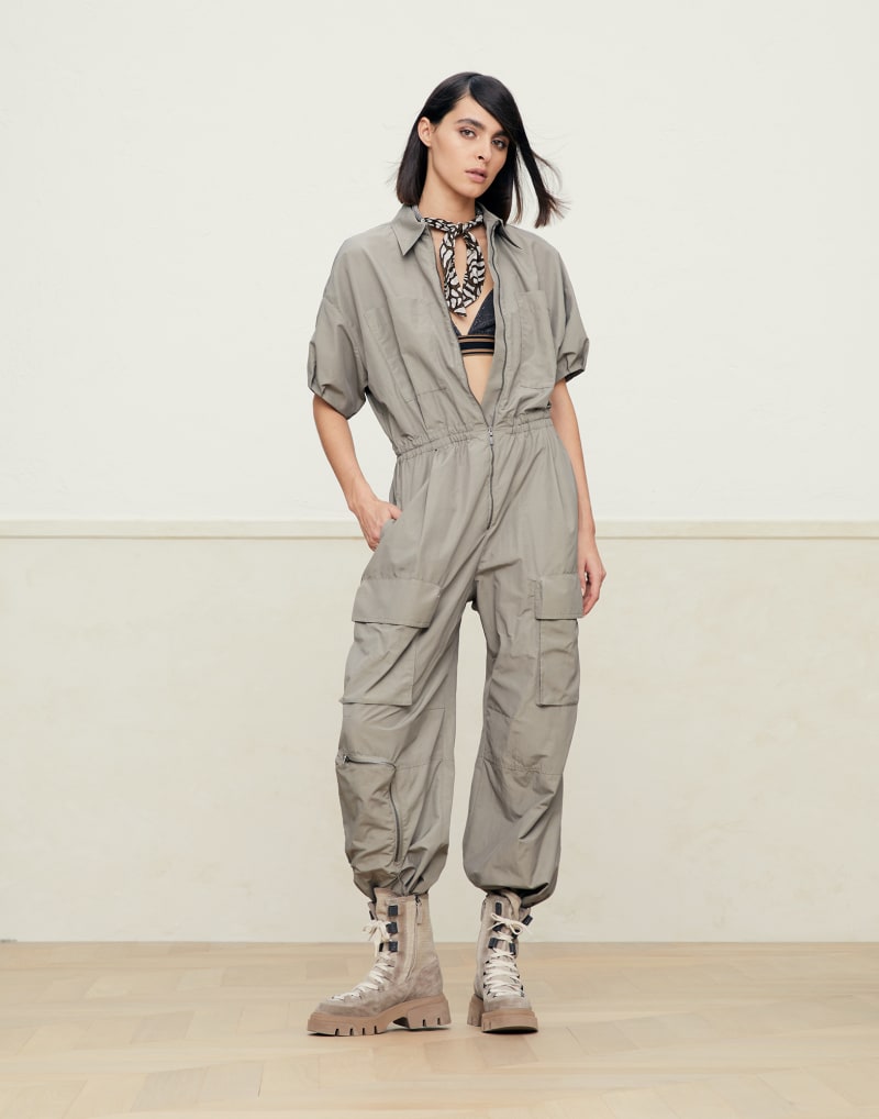 BRUNELLO CUCINELLI WOMEN'S LIGHT GREY RELAXED JUMPSUIT