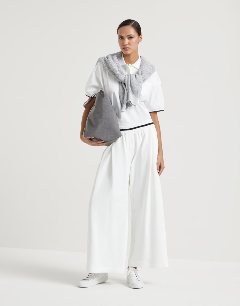 BRUNELLO CUCINELLI WOMEN'S WHITE CROPPED POLO SHIRT