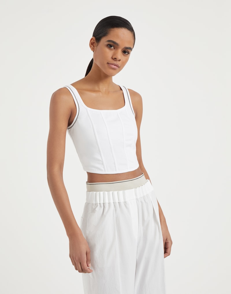 BRUNELLO CUCINELLI WOMEN'S WHITE FITTED TANK TOP