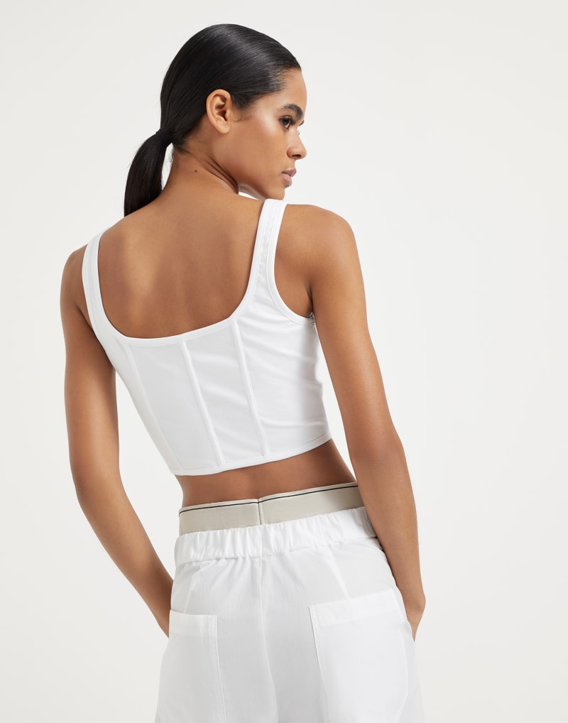 BRUNELLO CUCINELLI WOMEN'S WHITE FITTED TANK TOP