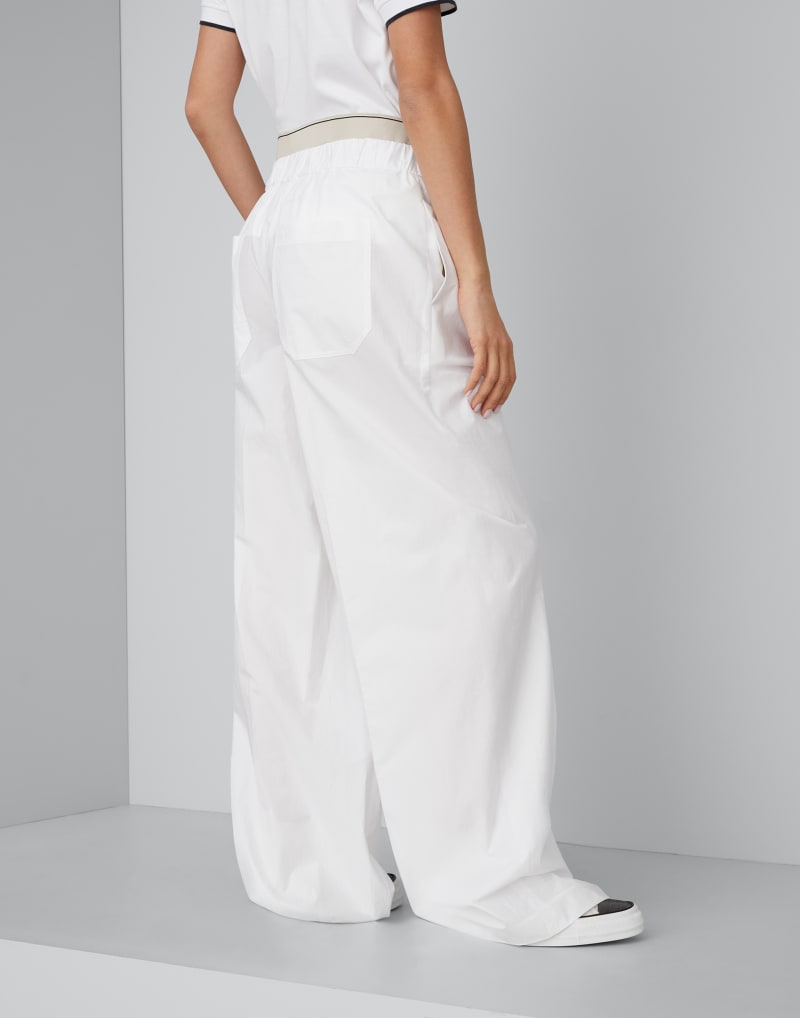 BRUNELLO CUCINELLI WOMEN'S WHITE RELAXED COTTON TROUSERS