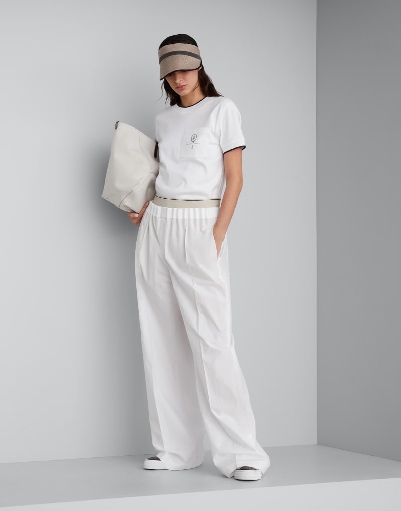 BRUNELLO CUCINELLI WOMEN'S WHITE RELAXED COTTON TROUSERS