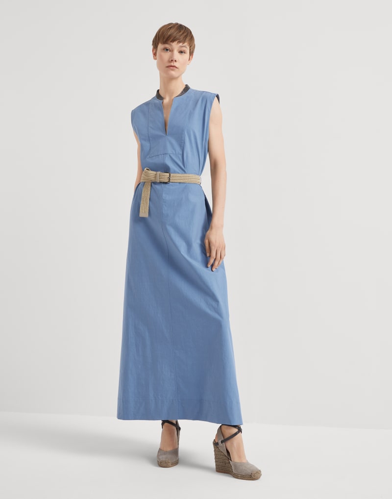 BRUNELLO CUCINELLI WOMEN'S LIGHT BLUE SLEEVELESS DRESS