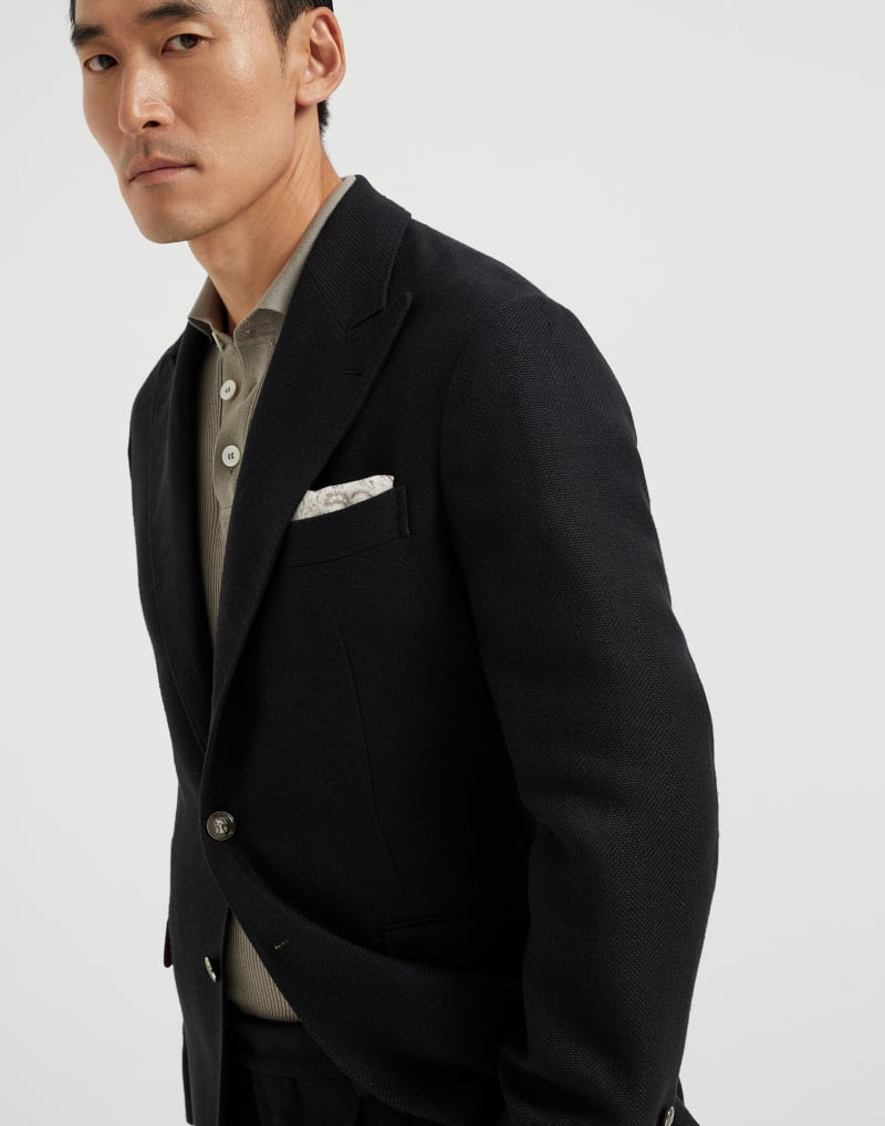 BRUNELLO CUCINELLI MEN'S BLACK LINEN WOOL TAILORED TROUSERS