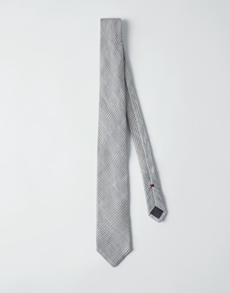 BRUNELLO CUCINELLI MEN'S LIGHT GREY LINEN SILK TIE