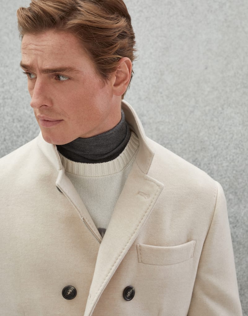 BRUNELLO CUCINELLI MEN'S OFF WHITE WOOL TAILORED JACKET
