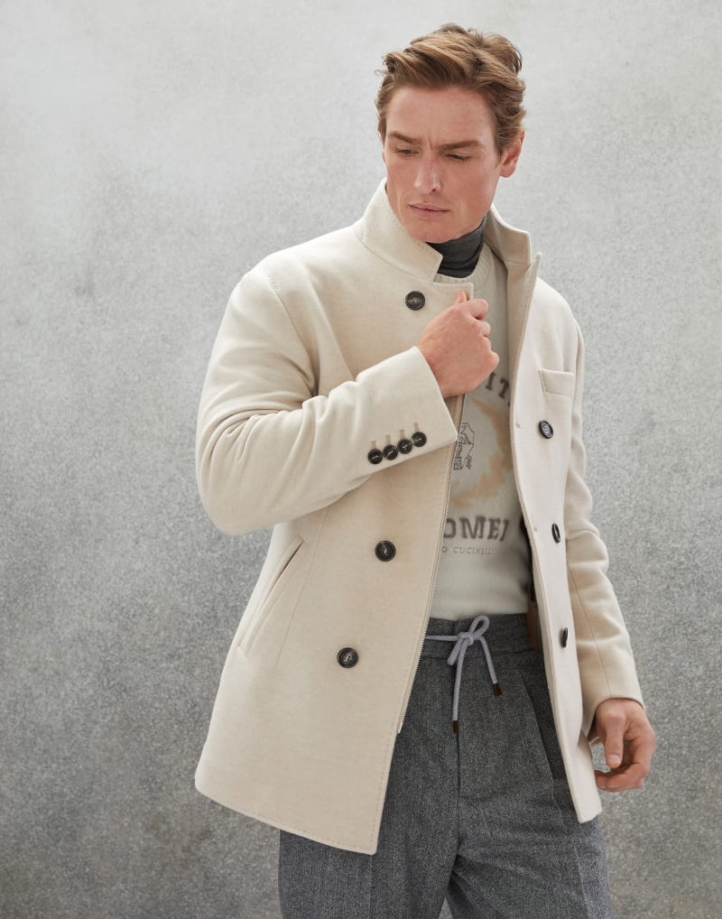 BRUNELLO CUCINELLI MEN'S OFF WHITE WOOL TAILORED JACKET