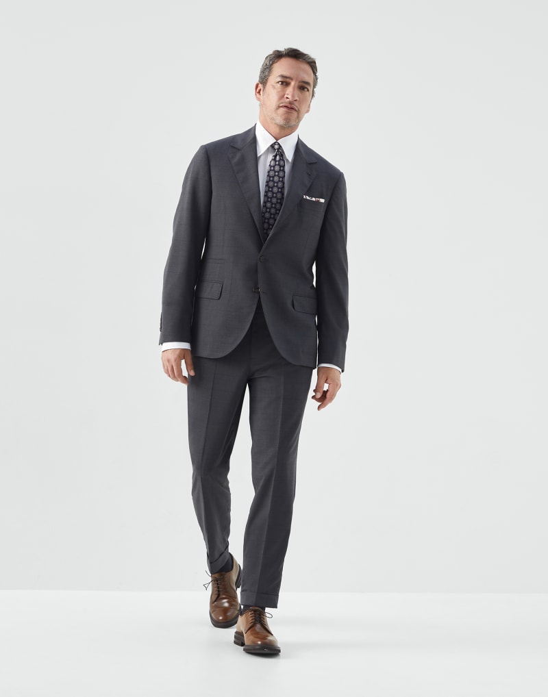 BRUNELLO CUCINELLI MEN'S DARK GREY WOOL BLAZER