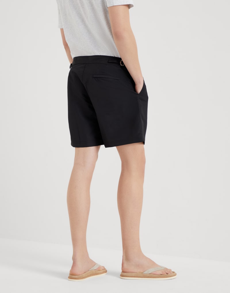 BRUNELLO CUCINELLI MEN'S BLACK TAILORED SWIM SHORTS