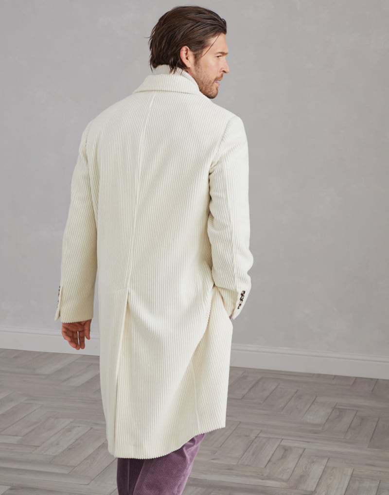 BRUNELLO CUCINELLI MEN'S OFF WHITE WOOL TAILORED COAT