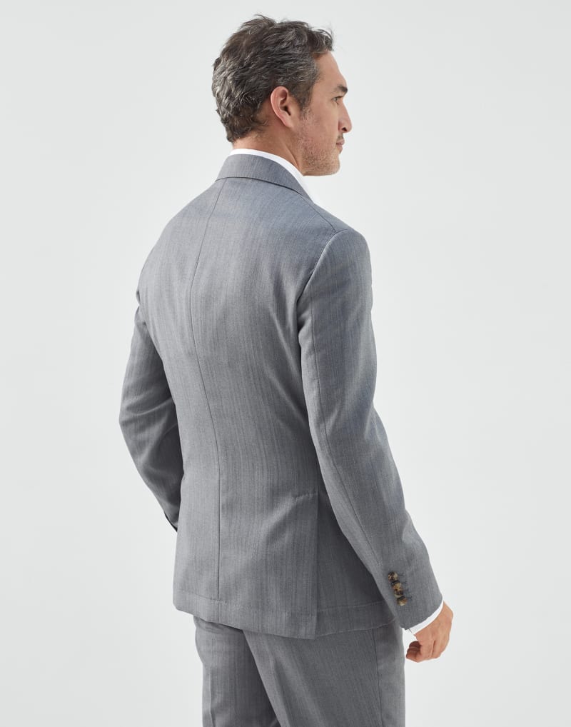 BRUNELLO CUCINELLI MEN'S GREY WOOL TAILORED BLAZER