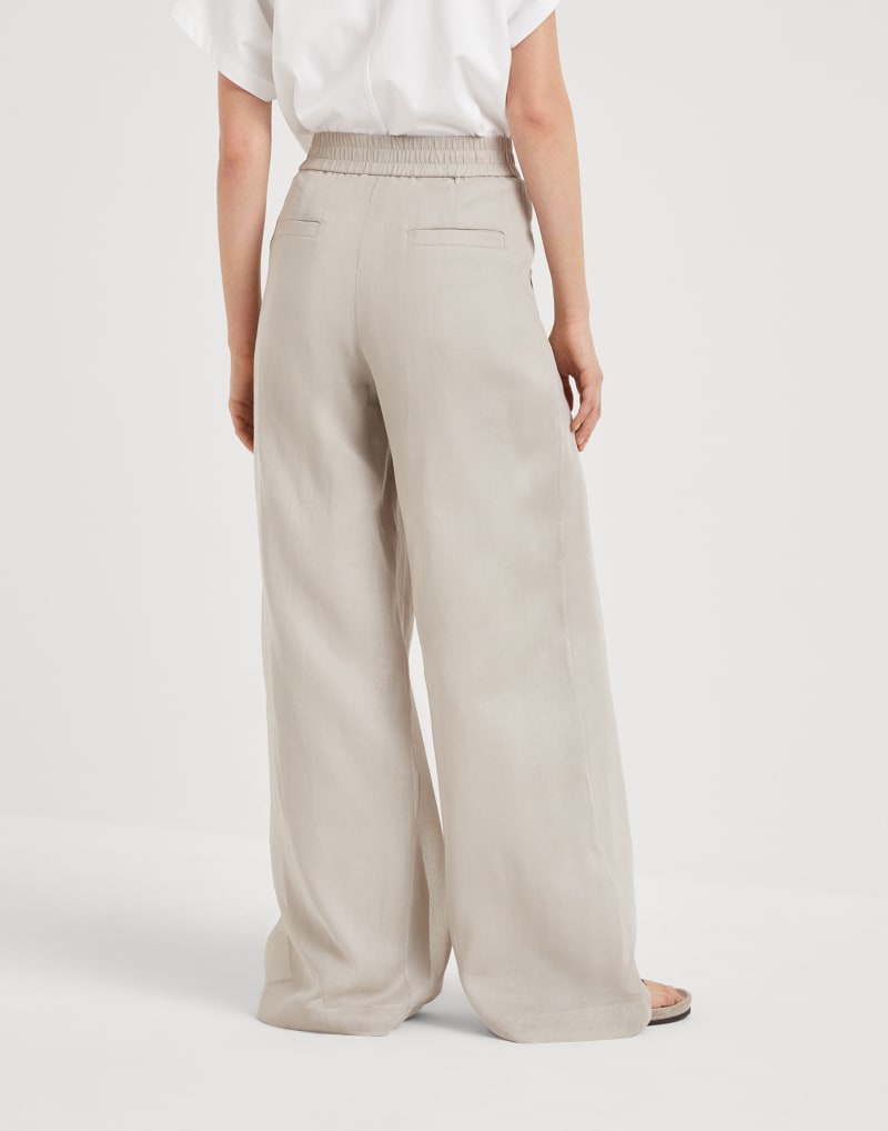 BRUNELLO CUCINELLI WOMEN'S LIGHT BEIGE WIDE TROUSERS