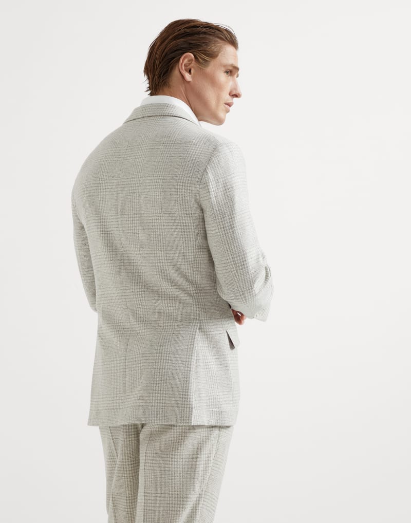 BRUNELLO CUCINELLI MEN'S LIGHT GREY WOOL SILK BLAZER