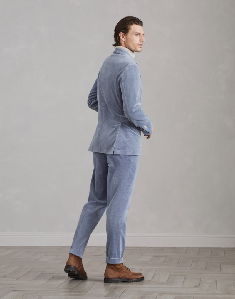 BRUNELLO CUCINELLI MEN'S LIGHT BLUE WOOL BLEND SUIT
