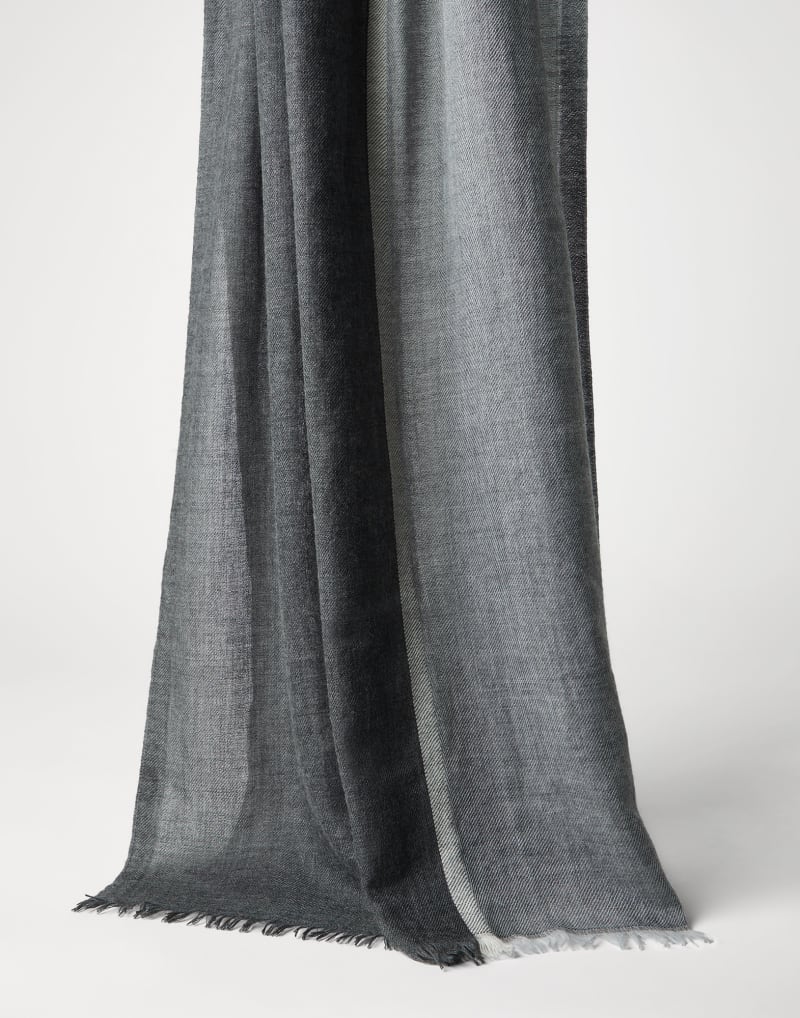 BRUNELLO CUCINELLI MEN'S GREY WOOL SILK SCARF