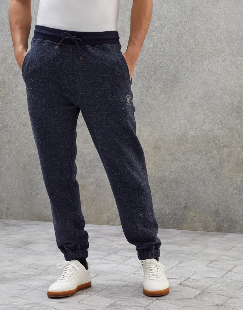 BRUNELLO CUCINELLI MEN'S DARK BLUE COTTON BLEND JOGGERS