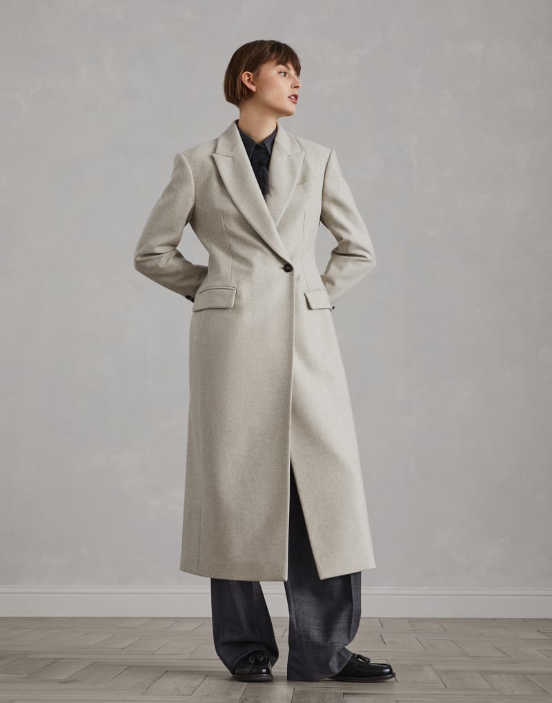 BRUNELLO CUCINELLI WOMEN'S LIGHT GREY TAILORED COAT