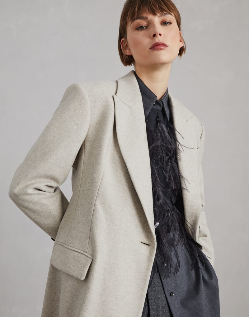 BRUNELLO CUCINELLI WOMEN'S LIGHT GREY TAILORED COAT