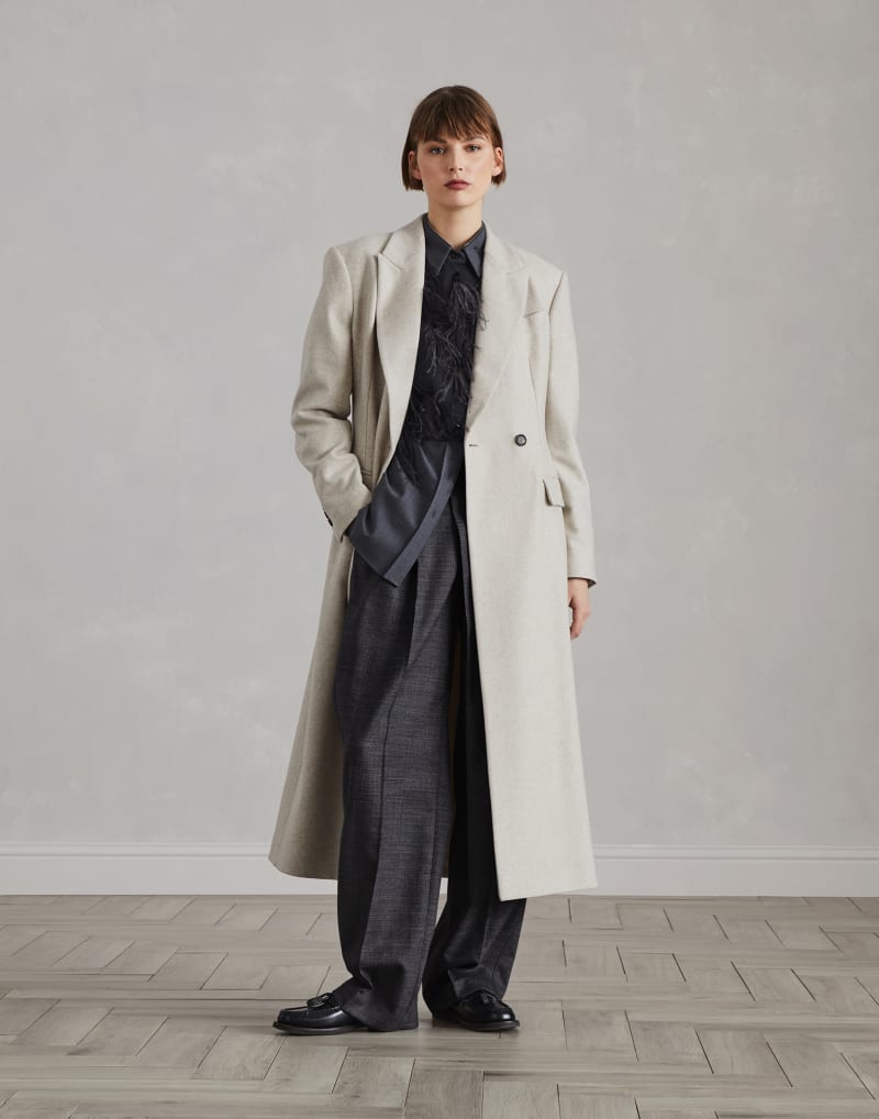 BRUNELLO CUCINELLI WOMEN'S LIGHT GREY TAILORED COAT