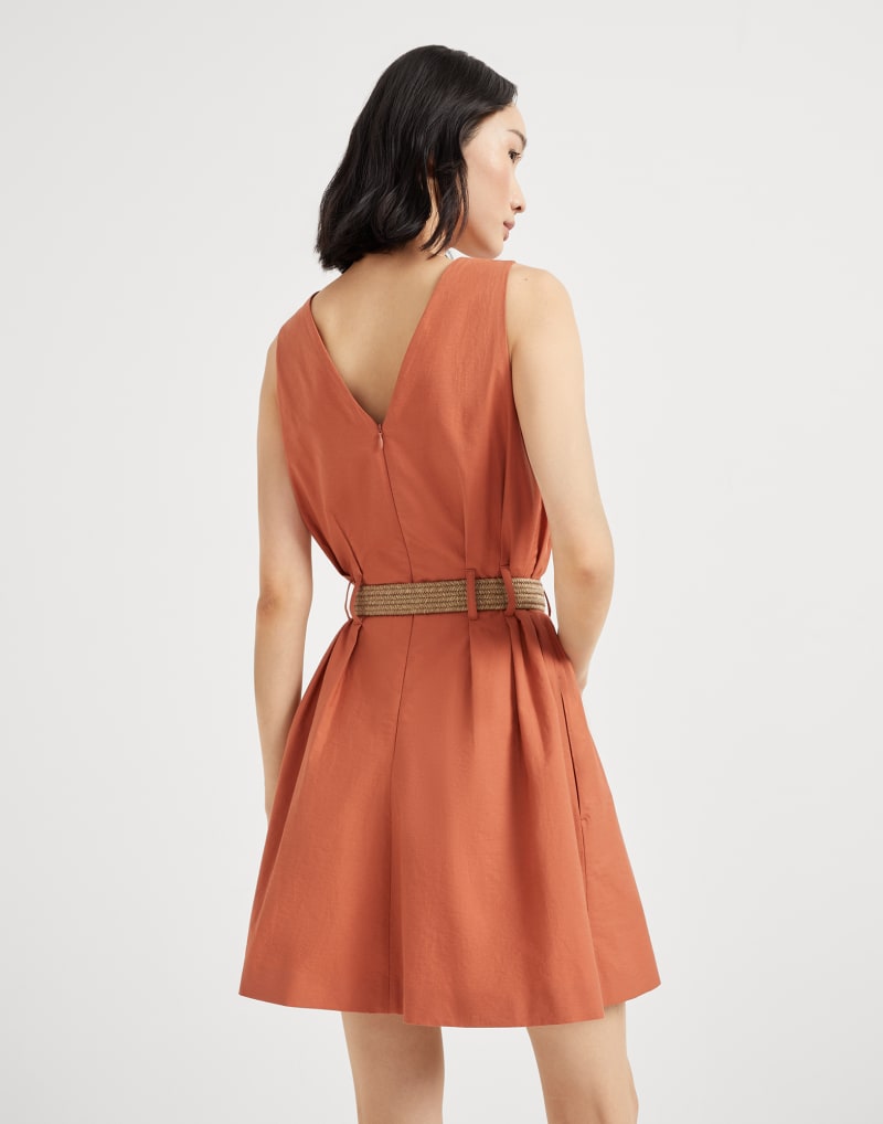 BRUNELLO CUCINELLI WOMEN'S RUST SLEEVELESS BELTED DRESS