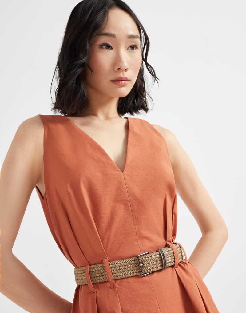 BRUNELLO CUCINELLI WOMEN'S RUST SLEEVELESS BELTED DRESS