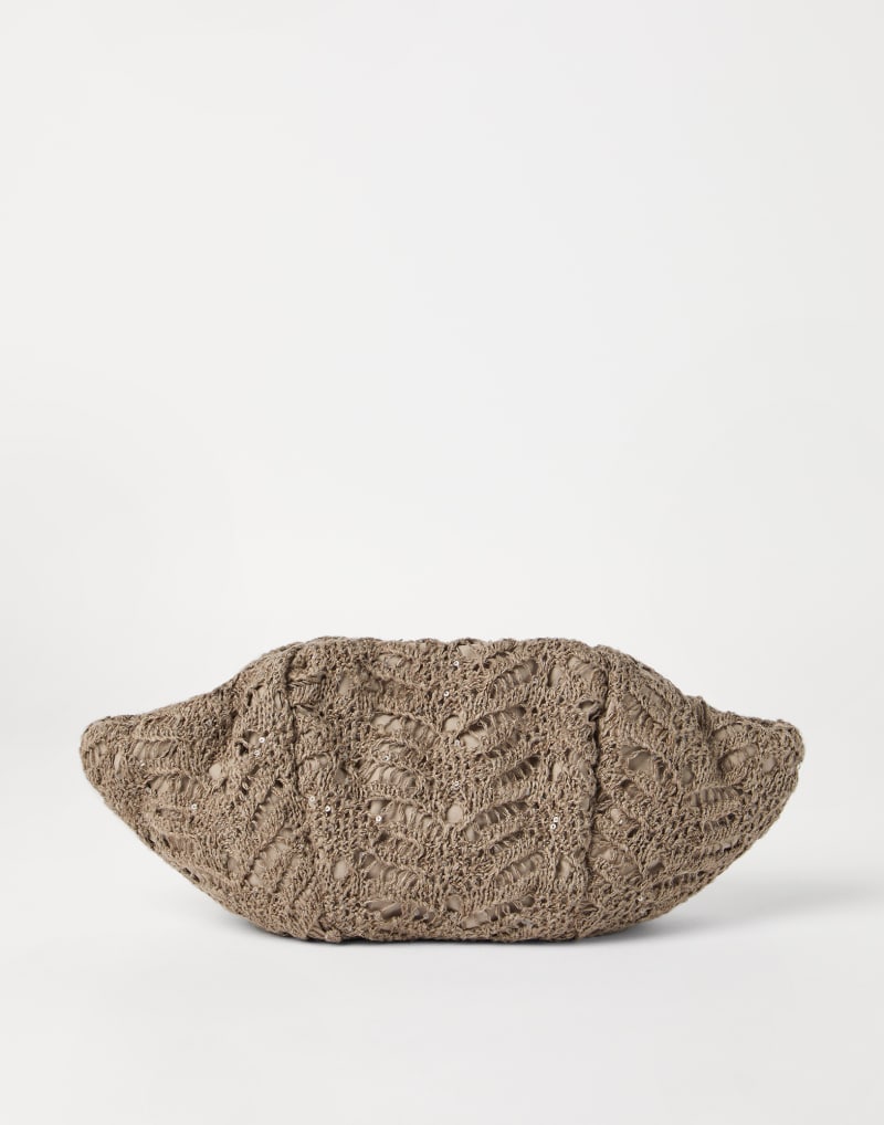 BRUNELLO CUCINELLI WOMEN'S TAUPE LEATHER WOVEN BAG
