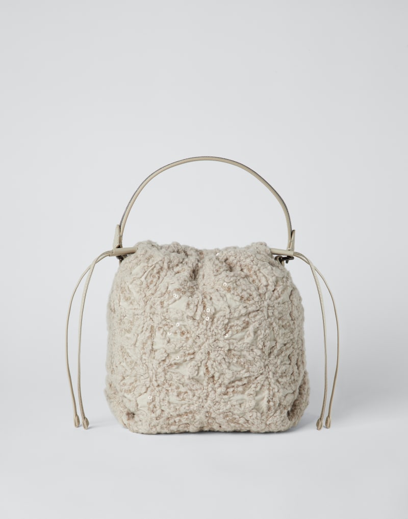 BRUNELLO CUCINELLI WOMEN'S LIGHT BEIGE TEXTURED BAG