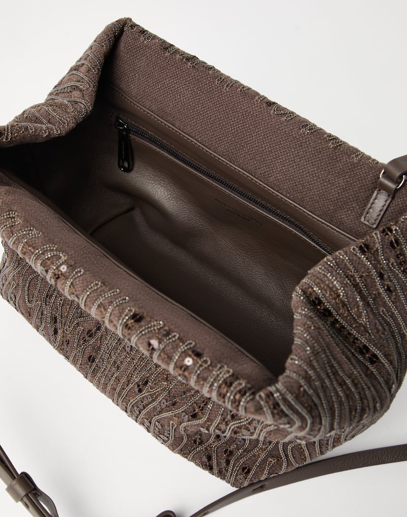 BRUNELLO CUCINELLI WOMEN'S BROWN COTTON LINEN CLUTCH