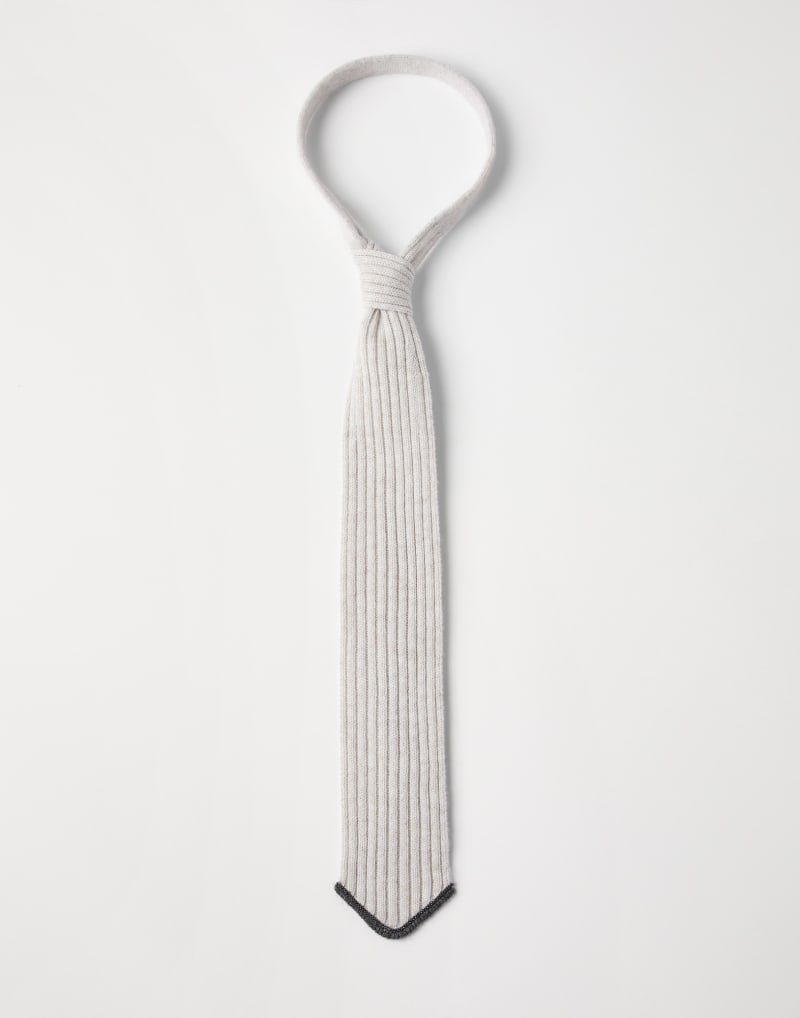 BRUNELLO CUCINELLI WOMEN'S LIGHT GREY WOOL SILK KNIT TIE