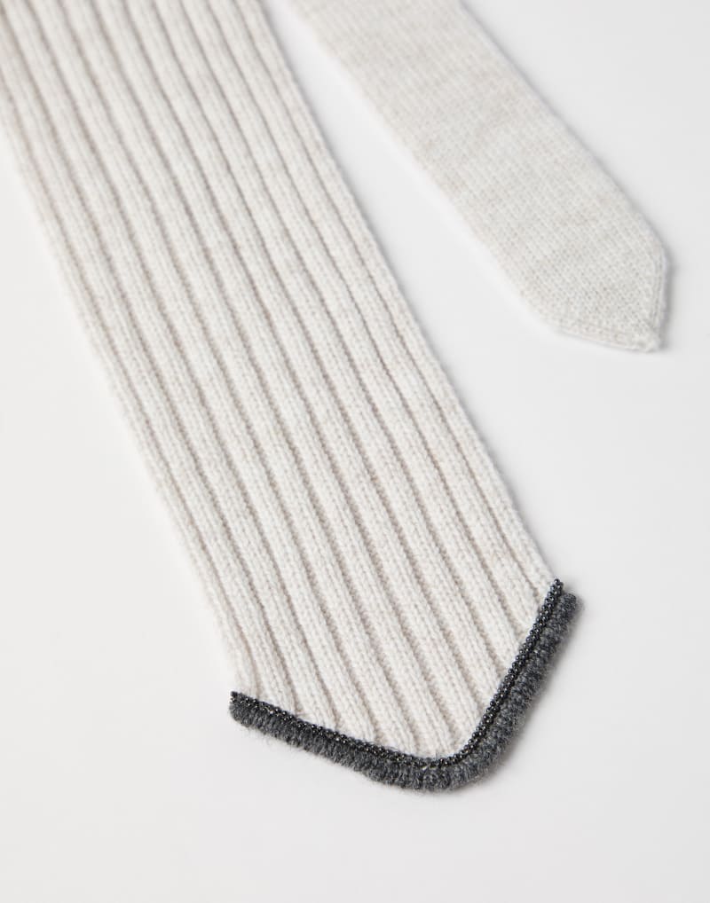 BRUNELLO CUCINELLI WOMEN'S LIGHT GREY WOOL SILK KNIT TIE