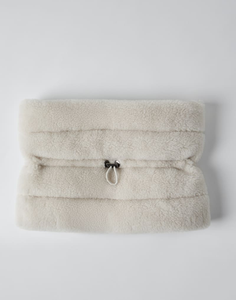 BRUNELLO CUCINELLI WOMEN'S OFF WHITE WOOL SHEARLING SCARF