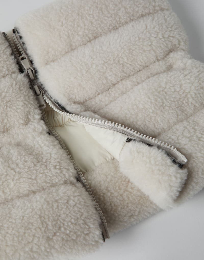 BRUNELLO CUCINELLI WOMEN'S OFF WHITE WOOL SHEARLING SCARF