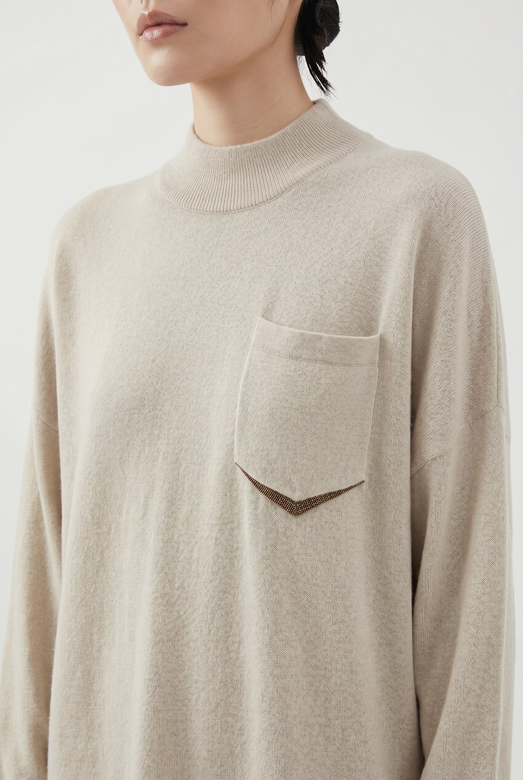 BRUNELLO CUCINELLI WOMEN'S LIGHT BEIGE WOOL SWEATER DRESS