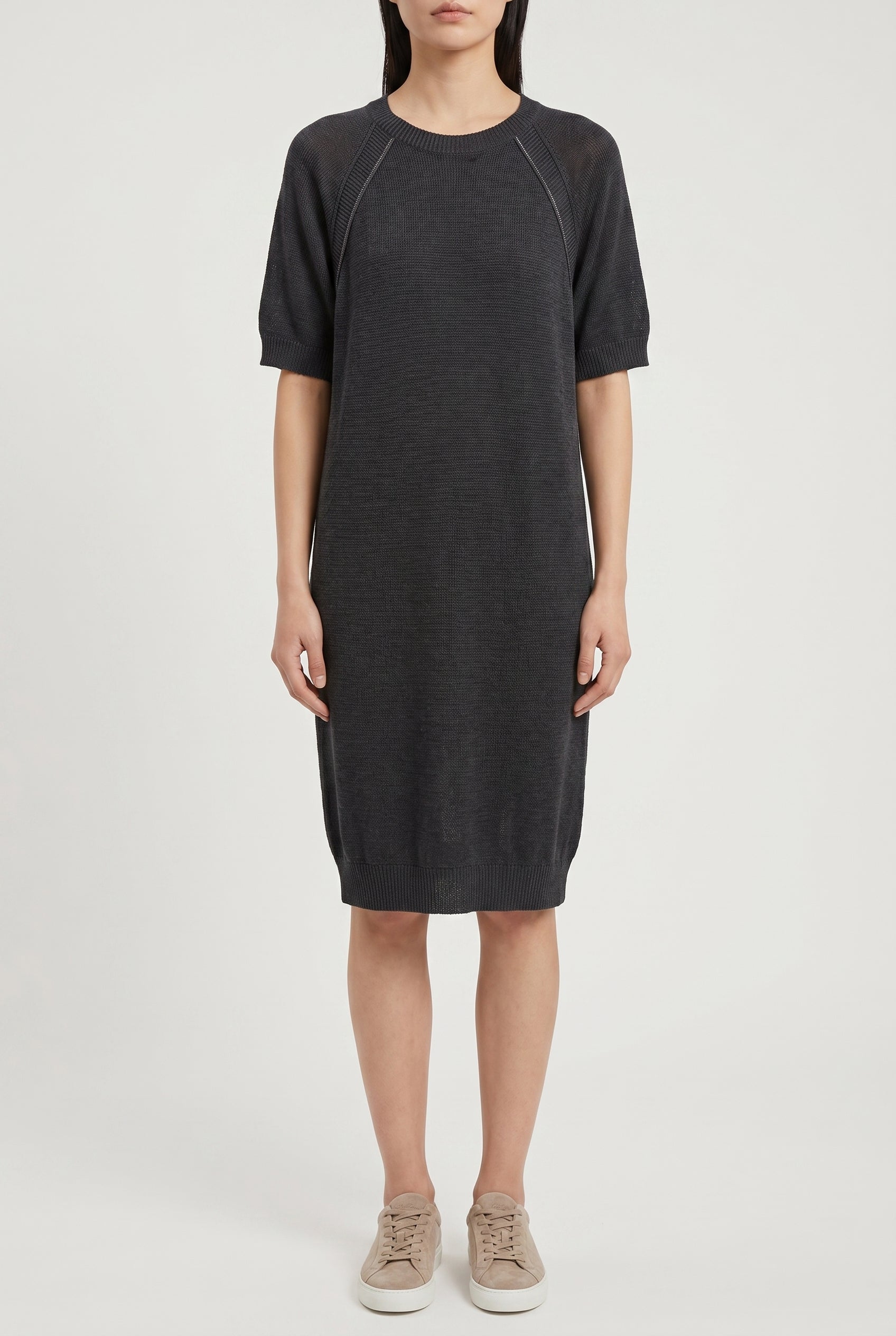 BRUNELLO CUCINELLI WOMEN'S BLACK RELAXED COTTON DRESS