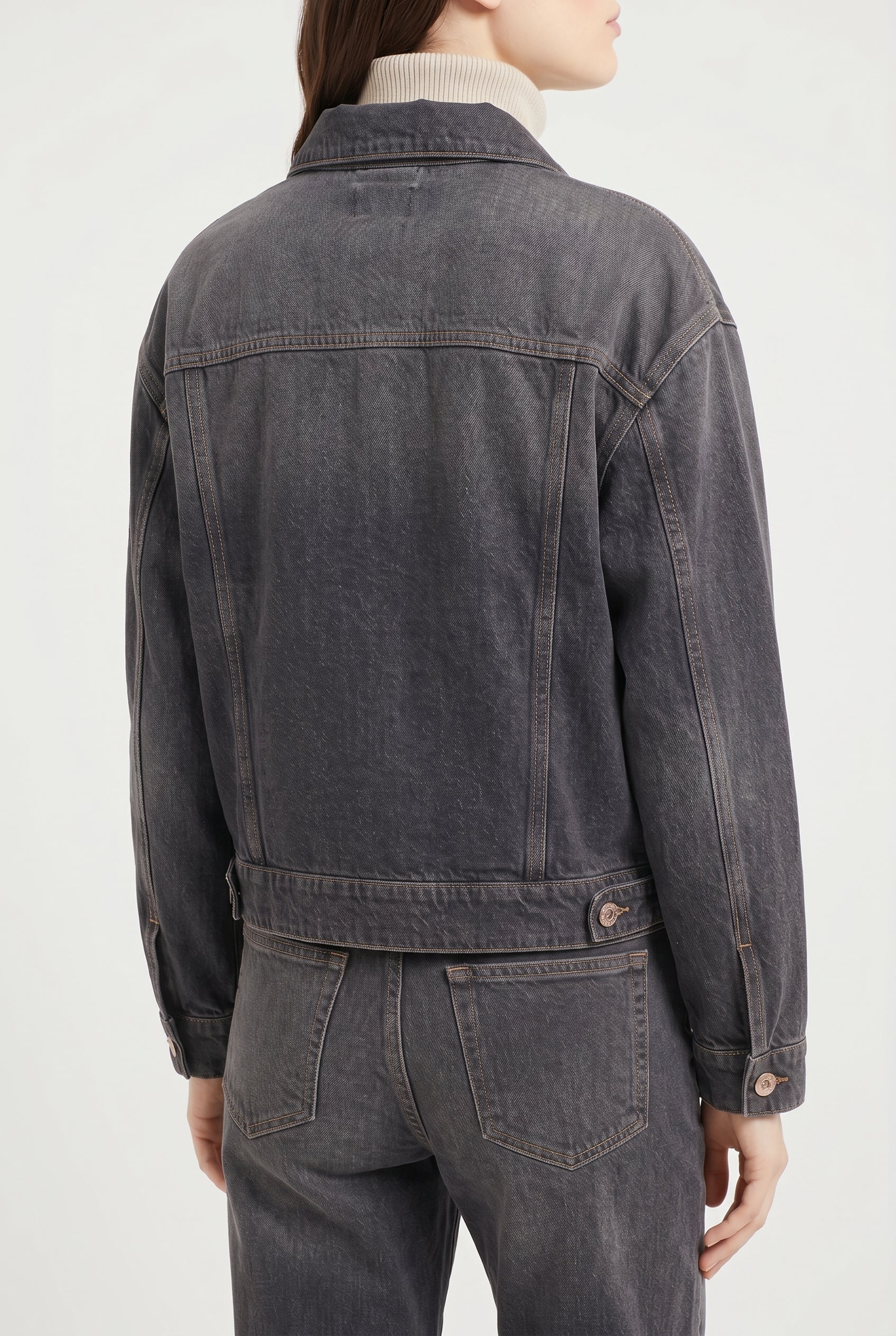 BRUNELLO CUCINELLI WOMEN'S BLACK DENIM BOXY JACKET