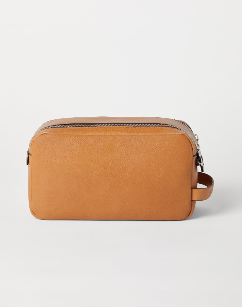 BRUNELLO CUCINELLI MEN'S TAN LEATHER DOPP KIT