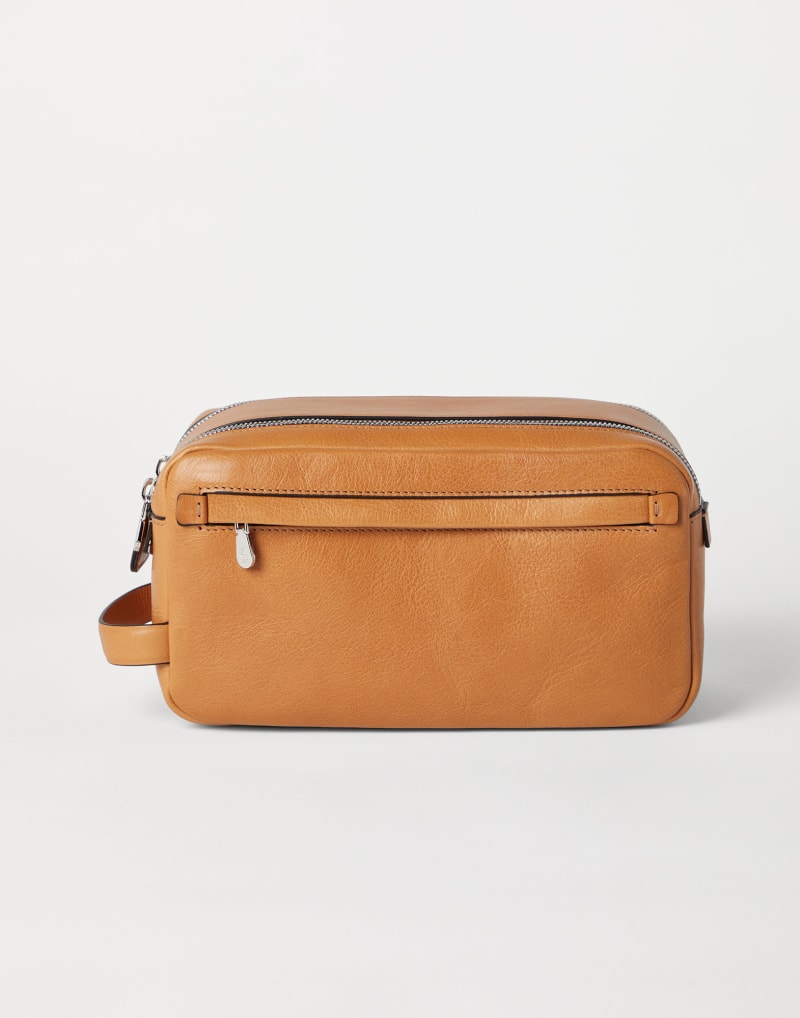 BRUNELLO CUCINELLI MEN'S TAN LEATHER DOPP KIT