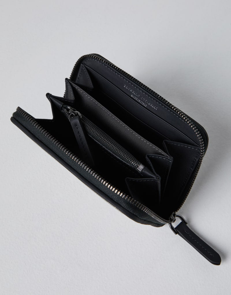 BRUNELLO CUCINELLI WOMEN'S BLACK TEXTURED ZIP WALLET