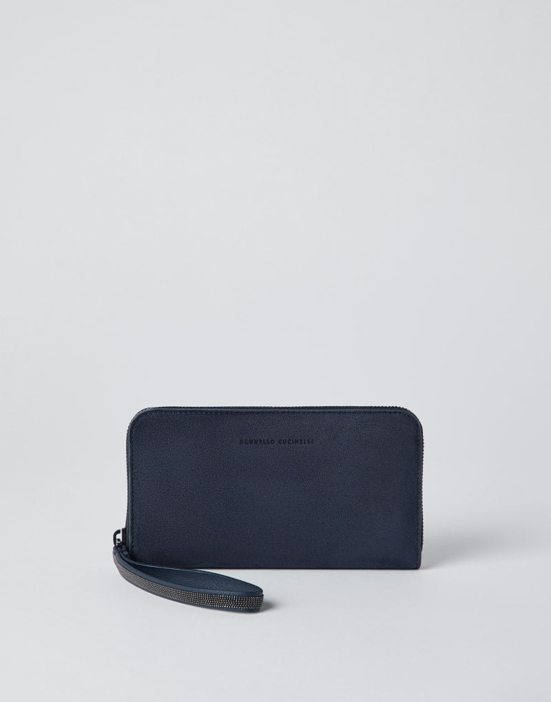 BRUNELLO CUCINELLI WOMEN'S DARK BLUE LEATHER WALLET
