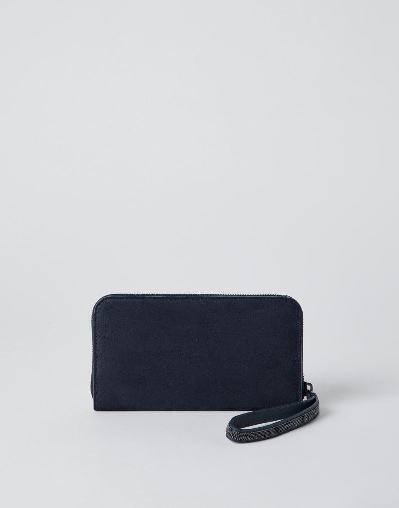 BRUNELLO CUCINELLI WOMEN'S DARK BLUE LEATHER WALLET