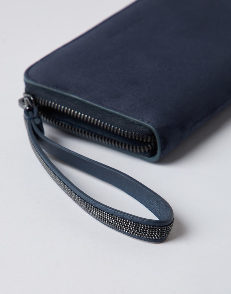 BRUNELLO CUCINELLI WOMEN'S DARK BLUE LEATHER WALLET